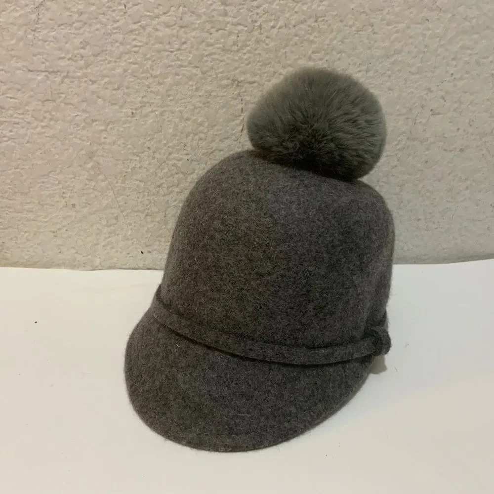 Zara Gray Riding Hat‎ with Pom